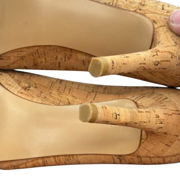 Stuart Weitzman Cork Platform Pumps Women’s SZ 7 M Heel Elegant Leather Neutral - Picture 14 of 14
